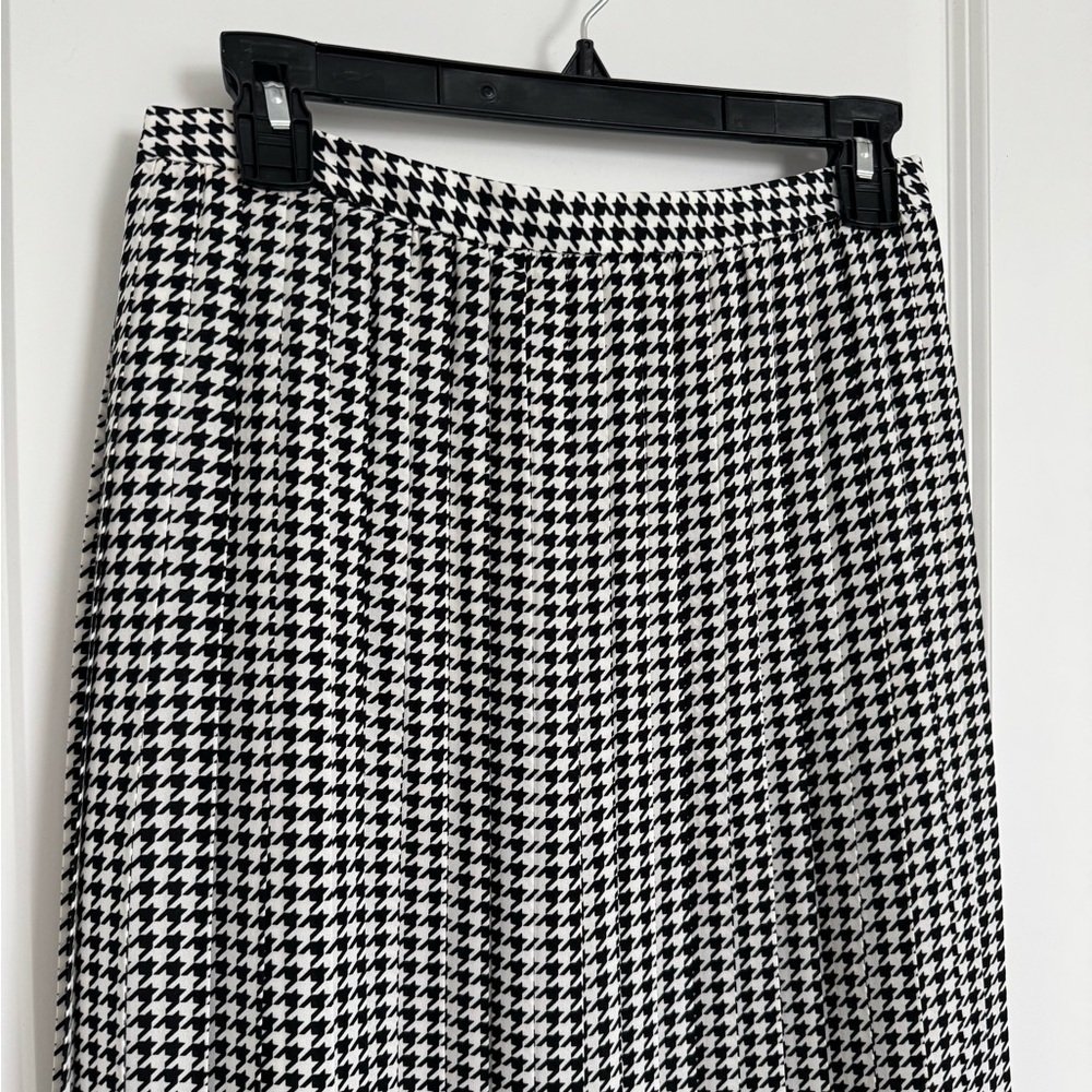 NWT J. Crew Houndstooth Pleated Midi Skirt